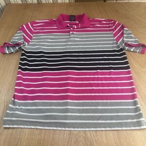 Blac Label Polo Shirt 3XL Pink Gray Black Striped Short Sleeve Casual Golf